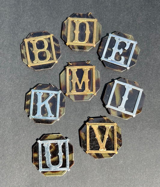 1940s Initial Letter Pendants B, D, E, I K, M