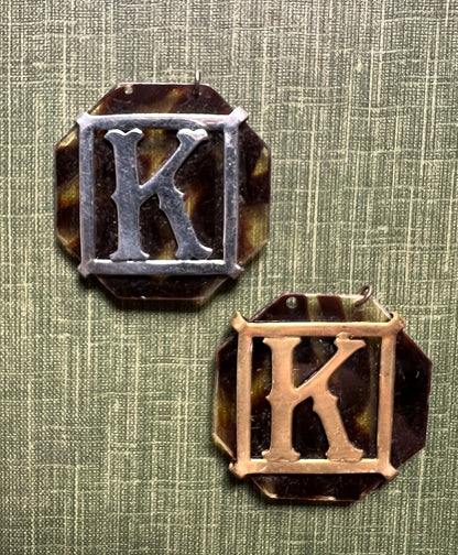 1940s Initial Letter Pendants B, D, E, I K, M