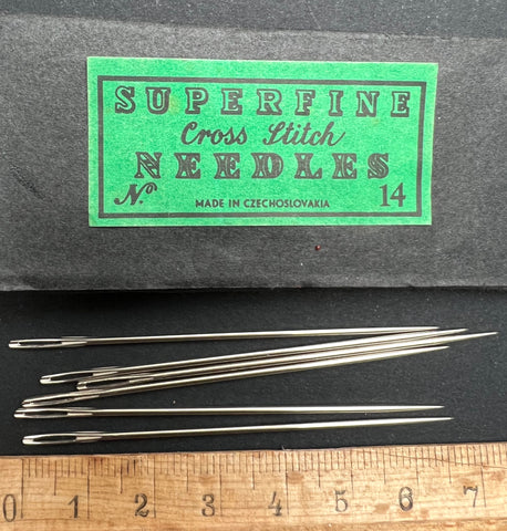 6 Vintage Czech BIG 6.5cm SUPERFINE CROSS STITCH Needles