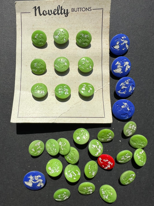 Pretty Vintage Glass Buttons - Need a Paint Touch Up !