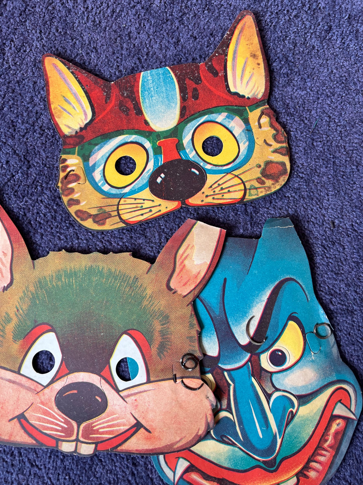 3 1930s Paper Carnival Masks - All a Bit Damaged