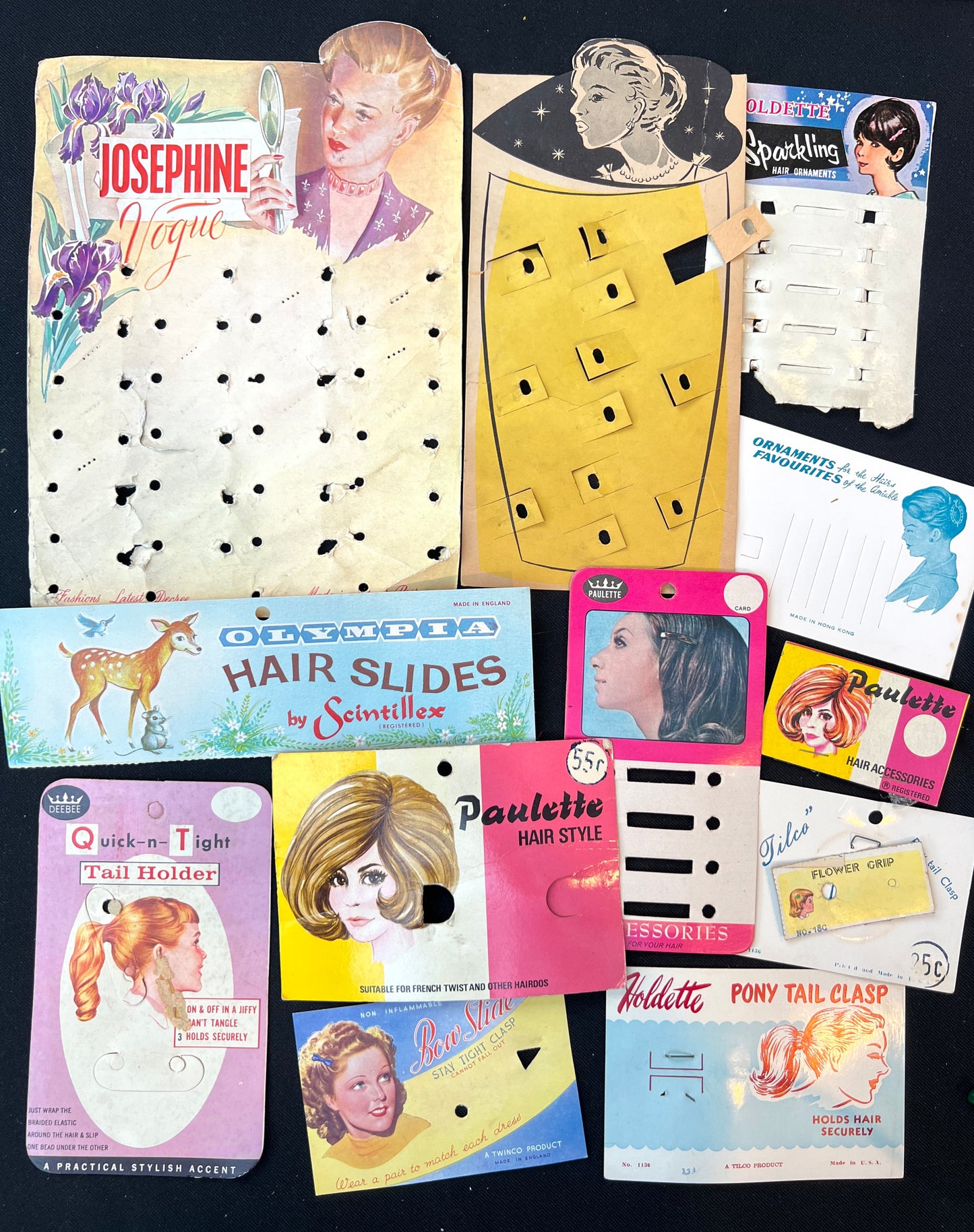 12 Vintage Hair Pin Display Cards