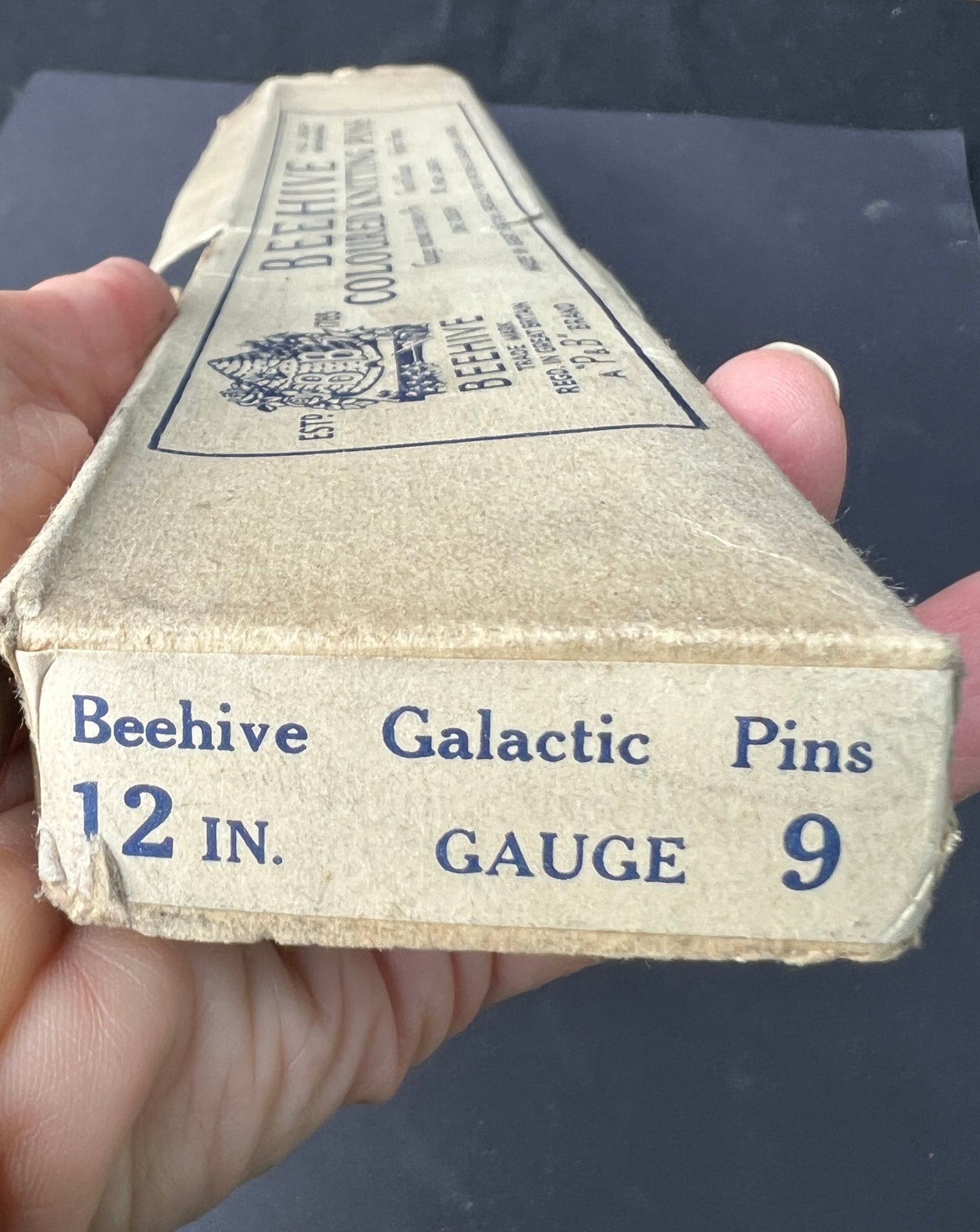 Box of Vintage 12" Gauge 9 BEEHIVE Knitting Pins "Non Inflamable"
