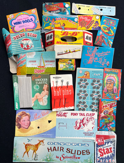 Job Lot of 20 Pieces of Vintage  Packaging 1940s - 60s
