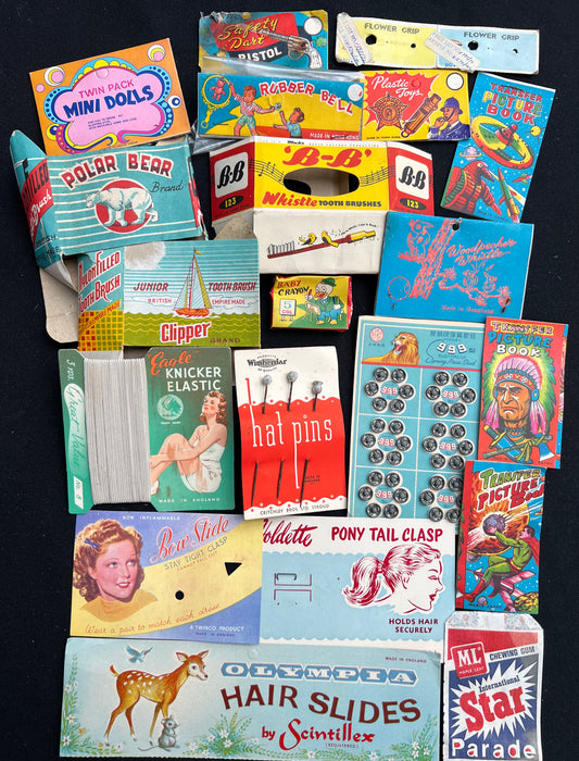 Job Lot of 20 Pieces of Vintage  Packaging 1940s - 60s