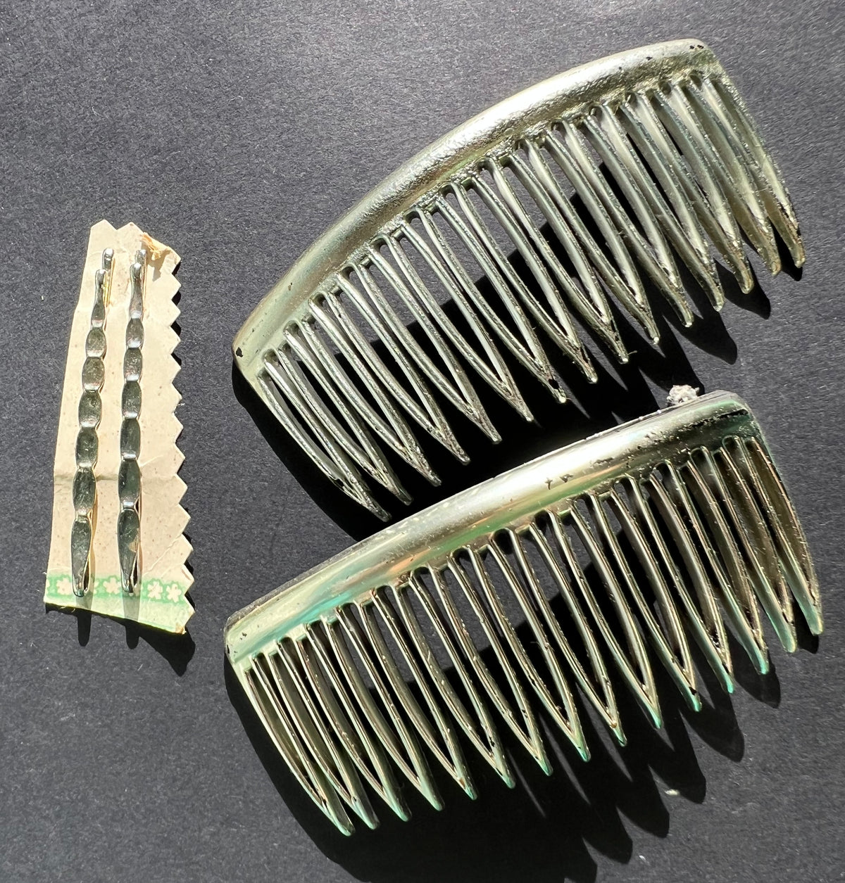 15  Vintage Silver Hair Pins,  Clips and Combs.