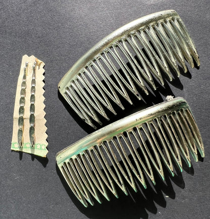 15  Vintage Silver Hair Pins,  Clips and Combs.
