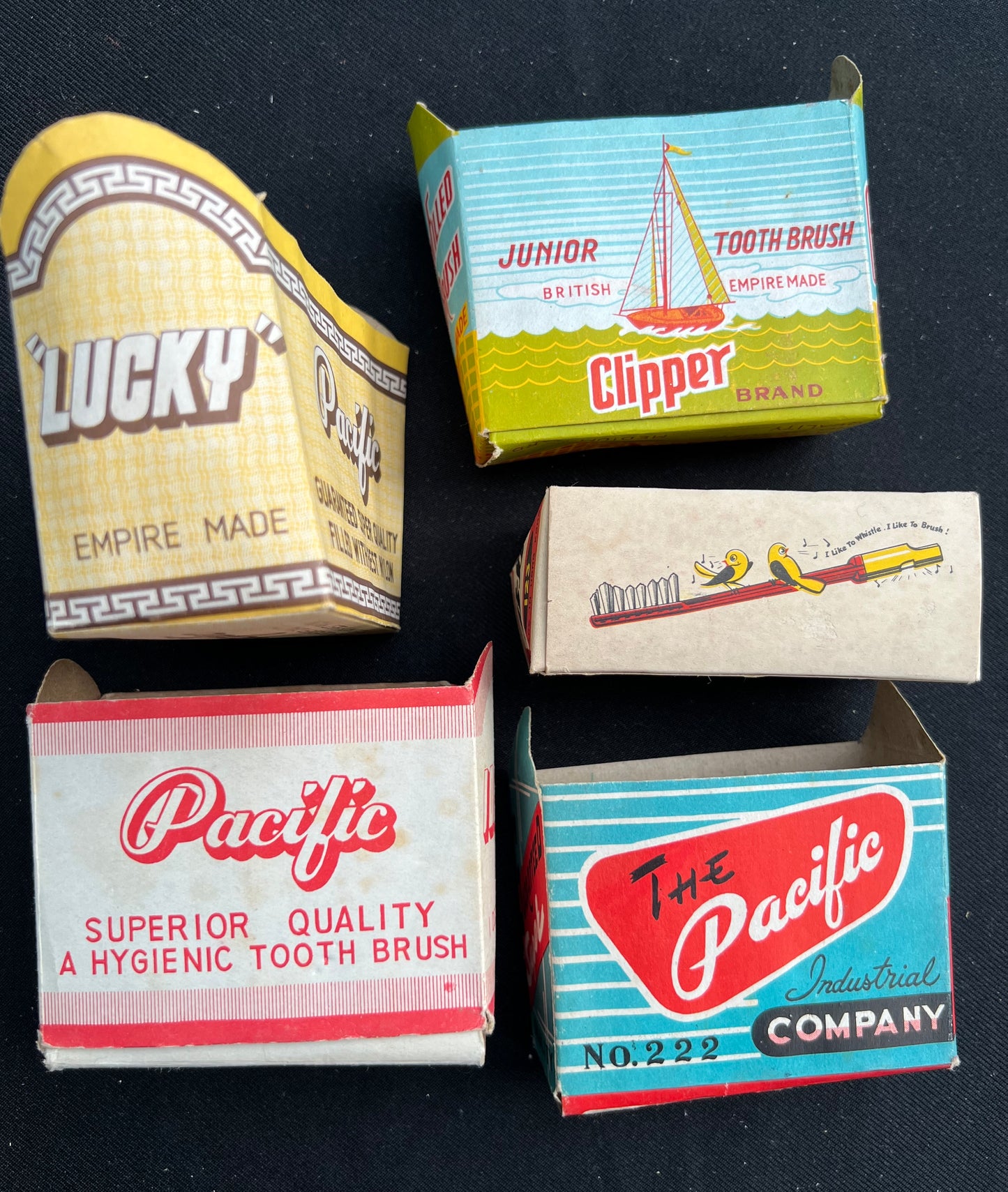 5 Vintage Toothbrush Display Boxes