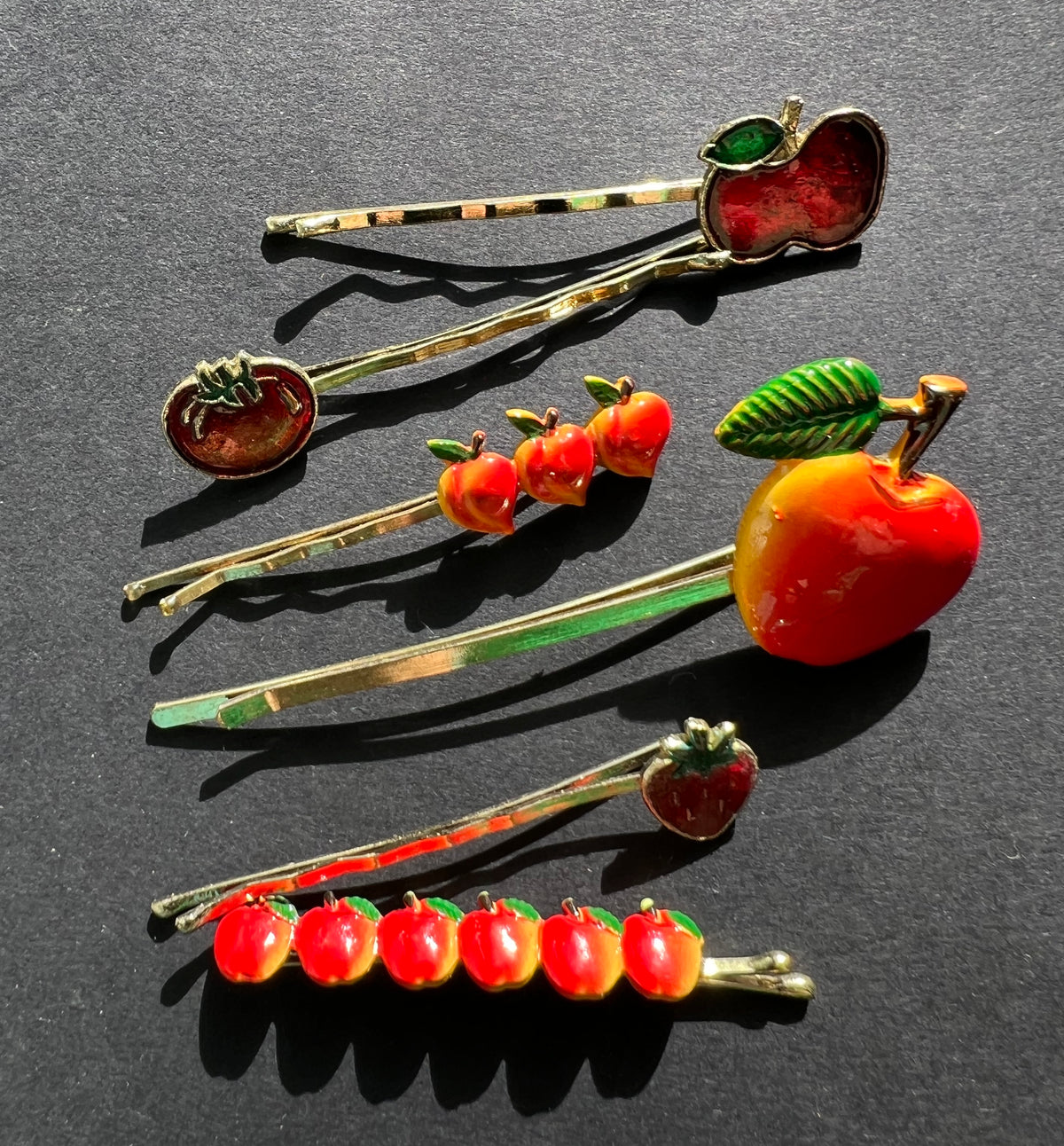 6 Vintage Fruit Hair Pins