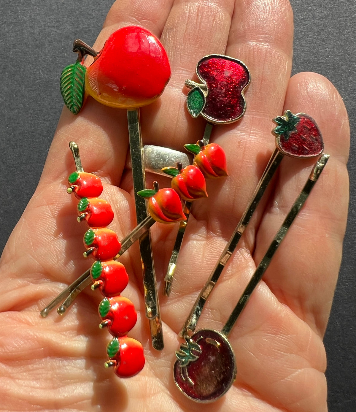 6 Vintage Fruit Hair Pins
