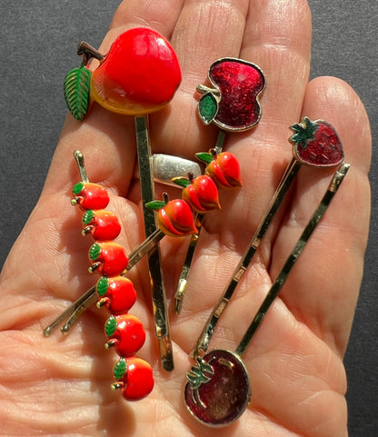 6 Vintage Fruit Hair Pins