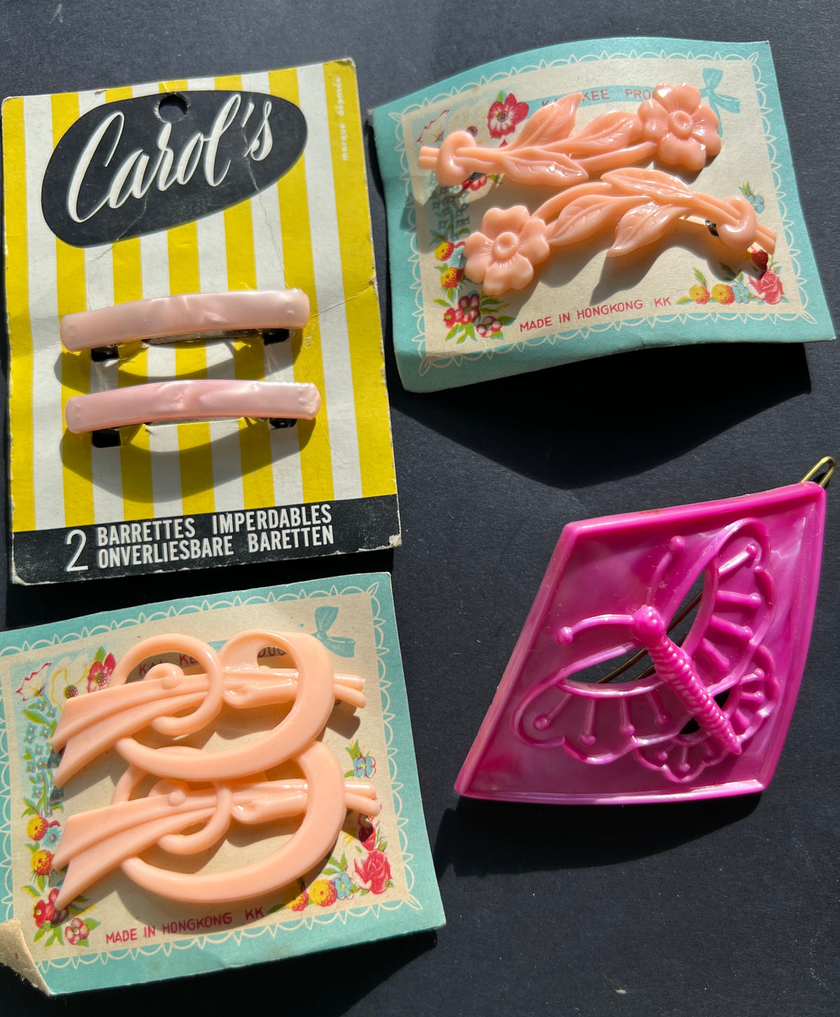 20  Vintage Pink Hair Pins & Clips