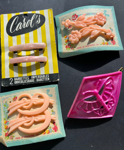 20  Vintage Pink Hair Pins & Clips