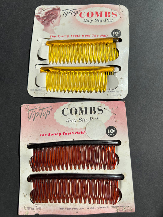 1940s Tip Top Hair Combs "They Sta-put"
