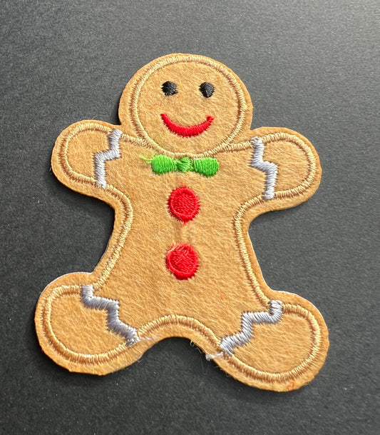 Gingerbread Man Iron On Patch 7 x 6 cm