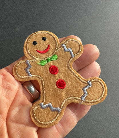 Gingerbread Man Iron On Patch 7 x 6 cm
