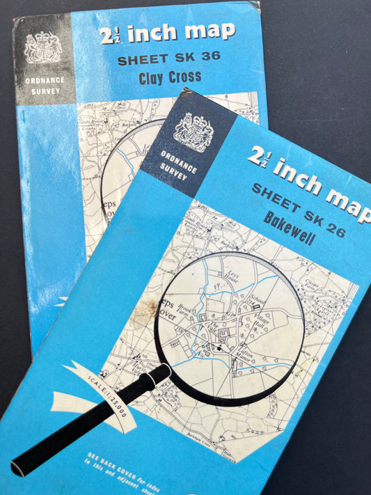 2 x 1960s OS Maps of Clay Cross and Bakewell