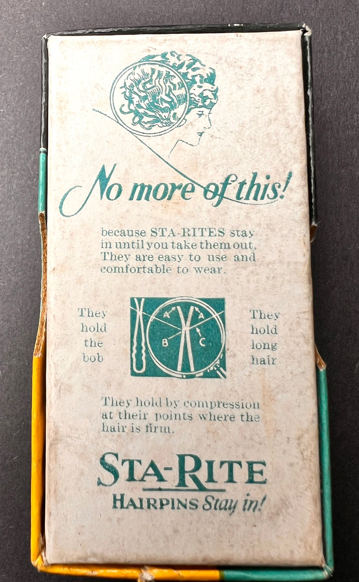 "Precious Little Aids to Beauty" 1920s Box of STA-RITE HAIR PINS