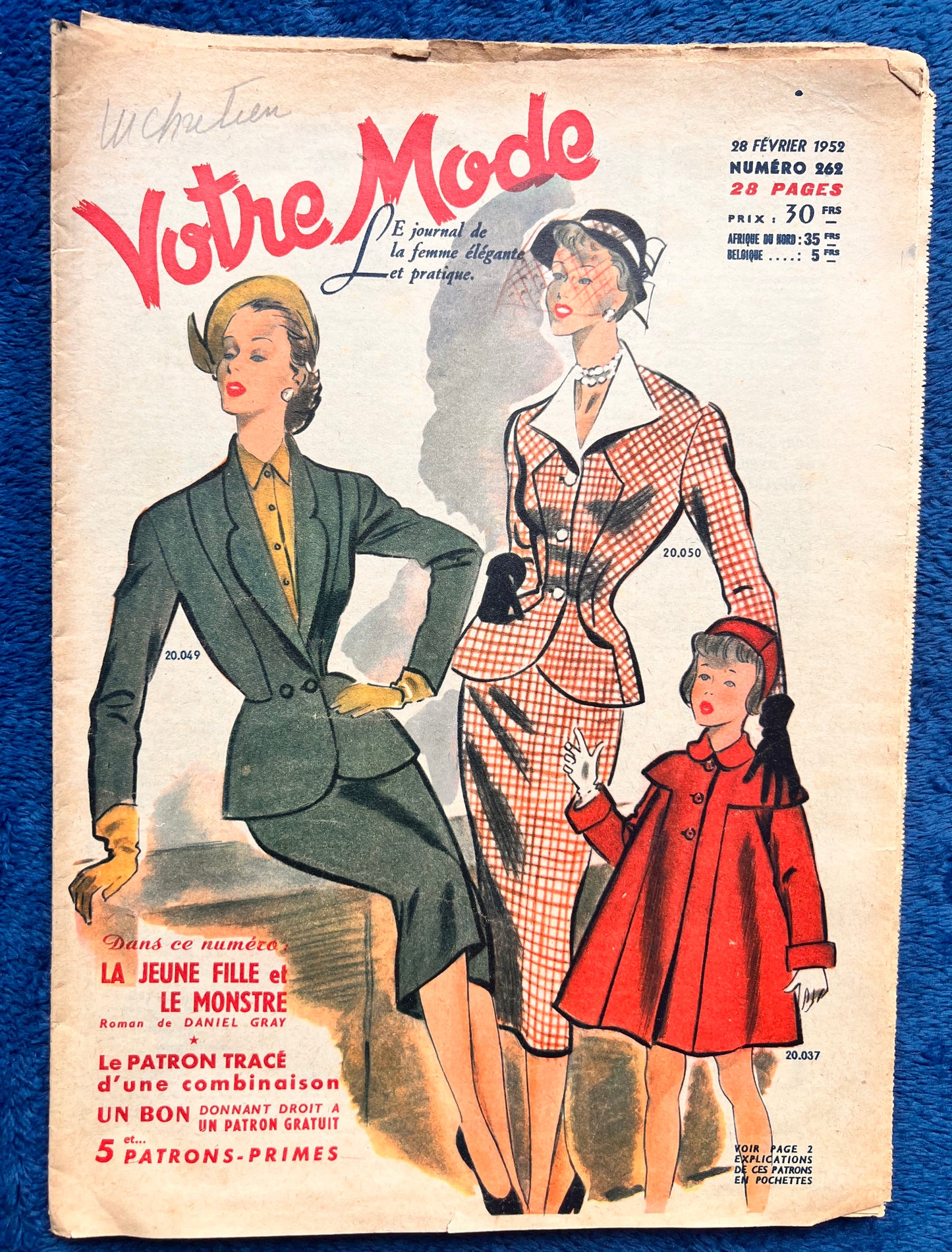 28th February 1952 French Women's Magazine Votre Mode