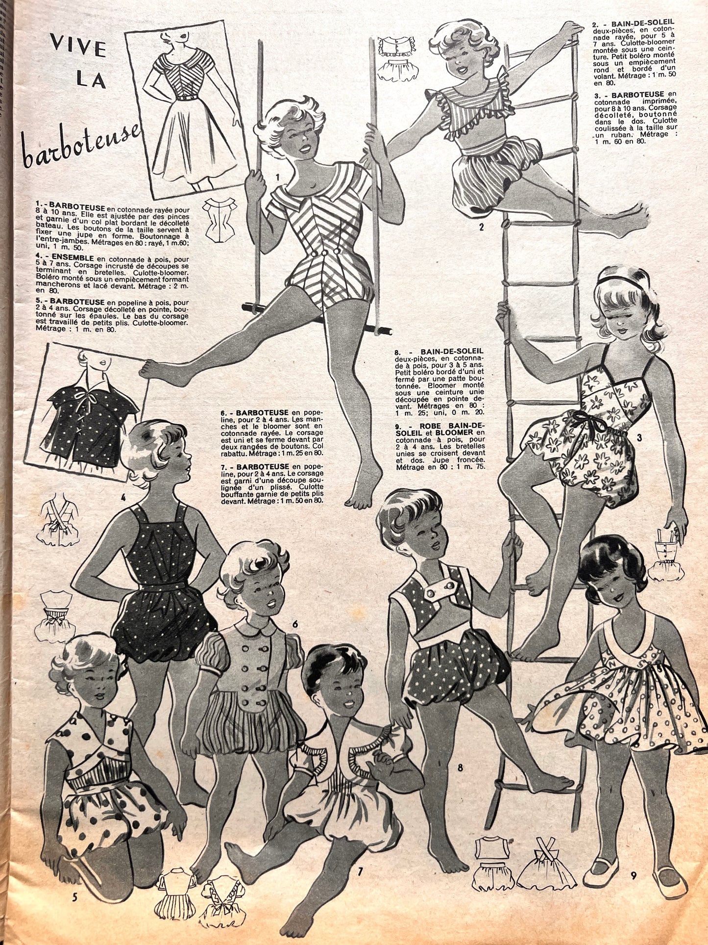 22nd July 1954 French Women's Magazine Votre Mode incl.Dress Pattern and  Holiday Lingerie !