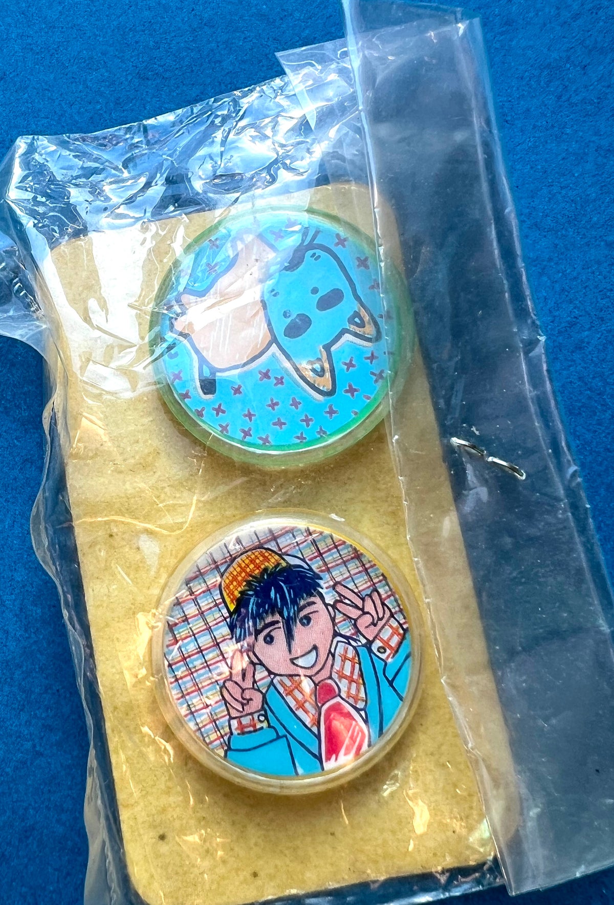 2 Little Character Badges - Vintage Hong Kong Salesman's Sample