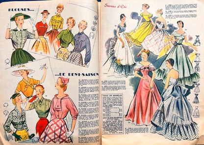 22nd July 1954 French Women's Magazine Votre Mode incl.Dress Pattern and  Holiday Lingerie !