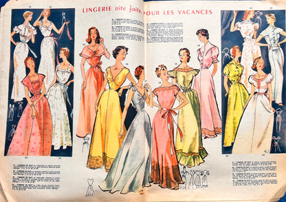 22nd July 1954 French Women's Magazine Votre Mode incl.Dress Pattern and  Holiday Lingerie !