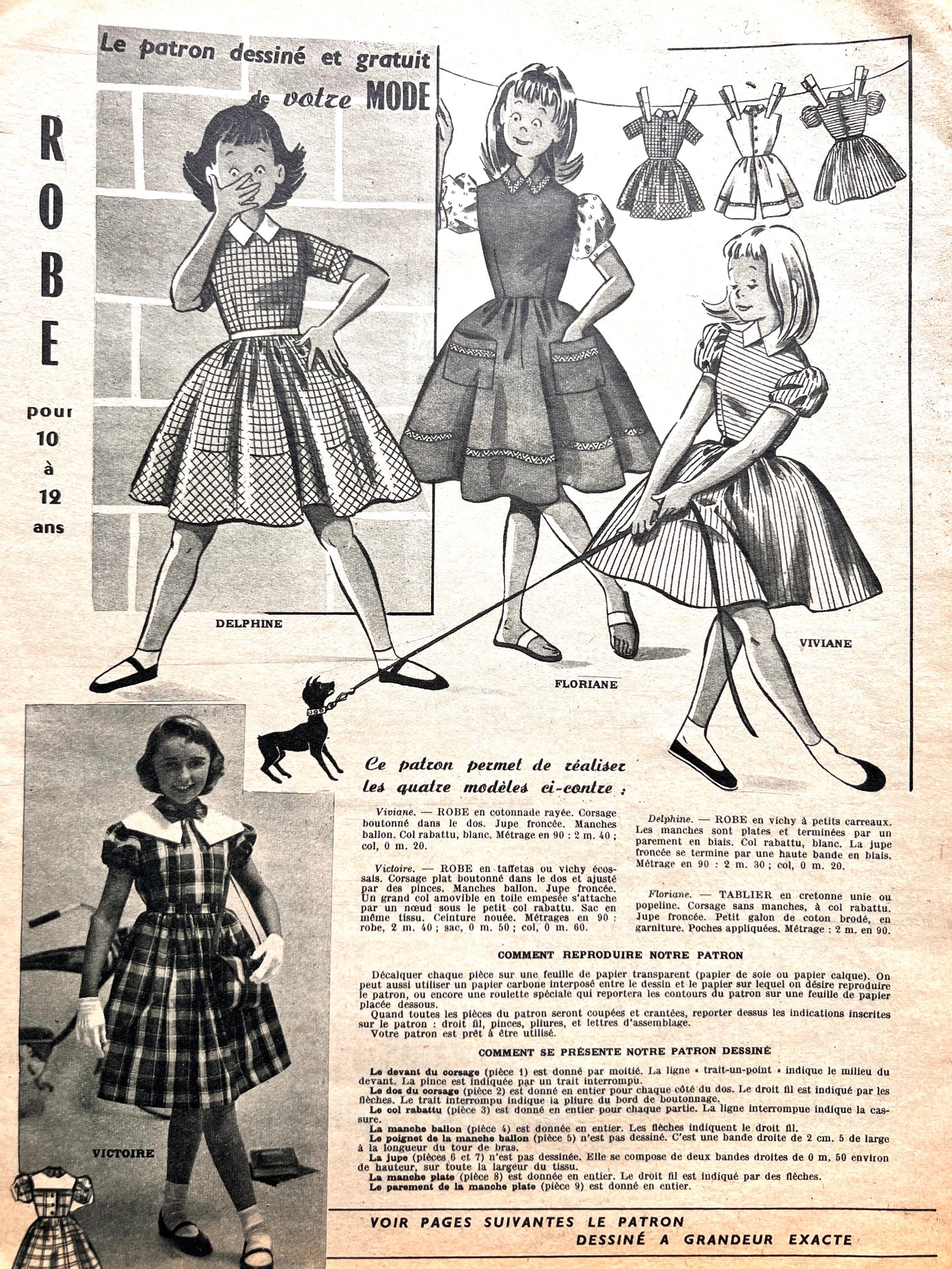 28th July 1955 French Women's magazine Votre Mode incl Girls Dress Pattern