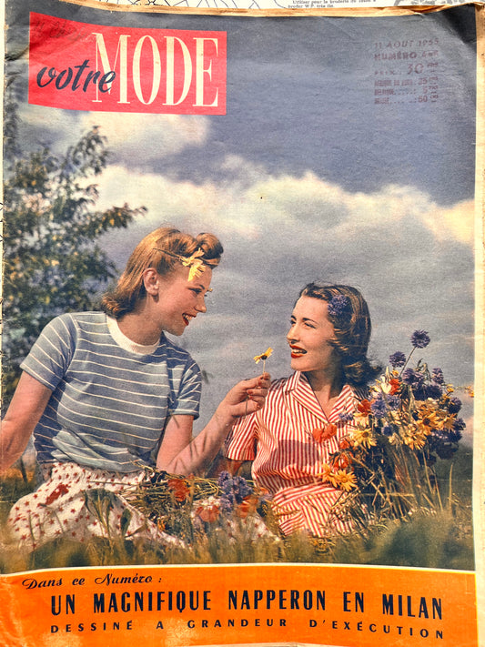 11th August 1955 French Women's Magazine Votre Mode incl. Needlework Pattern