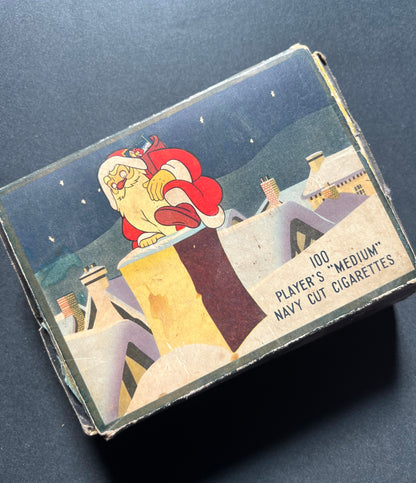 Vintage Players 100 Cigarettes Box with Christmas Outer Wrapper & Sewing Items Inside.