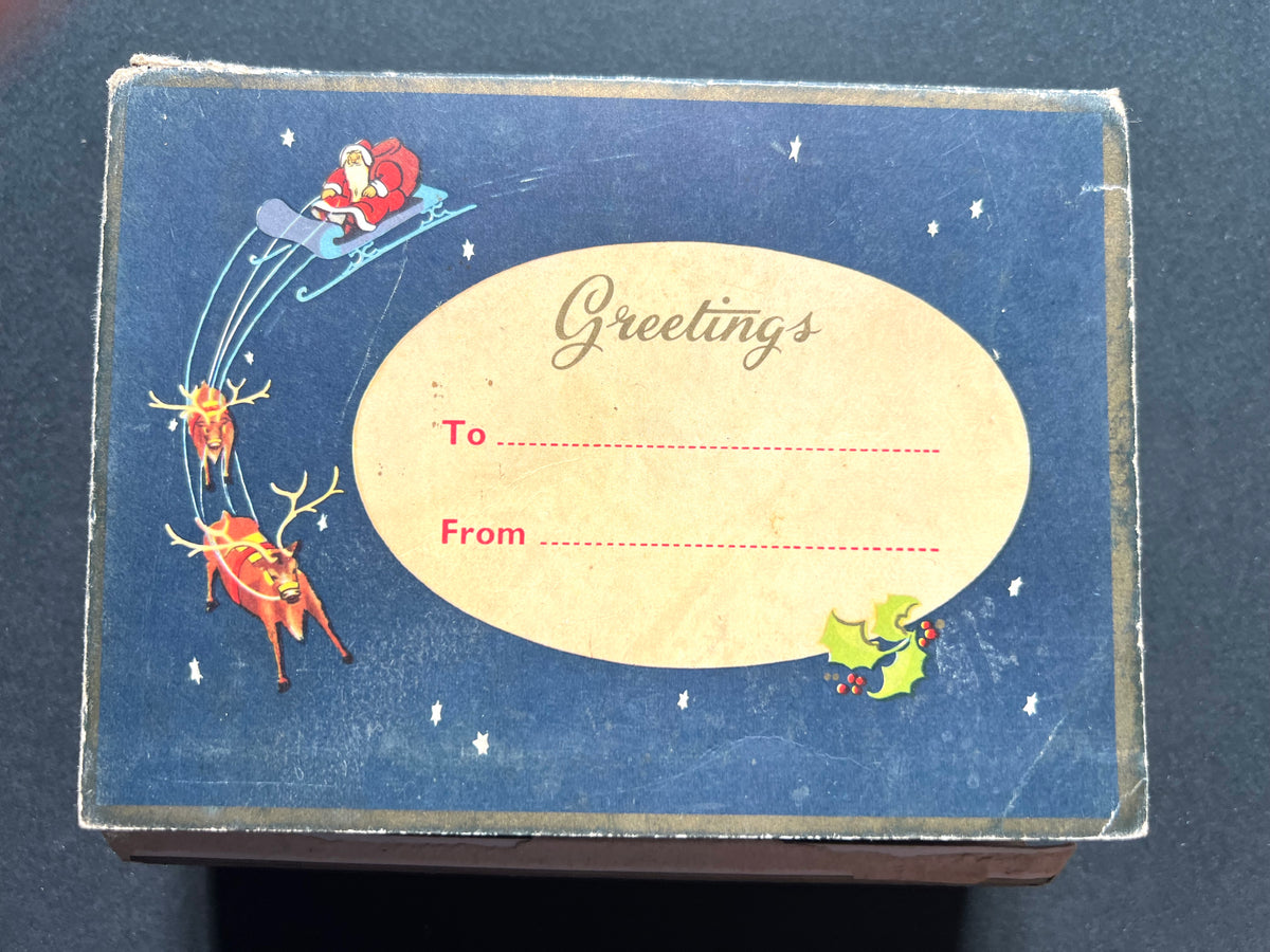Vintage Players 100 Cigarettes Box with Christmas Outer Wrapper & Sewing Items Inside.