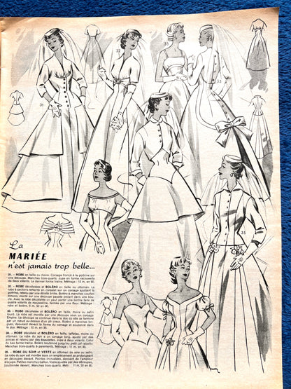 24th May 1956 French Magazine Votre Mode incl. Childs Clothes Pattern + Wedding Dresses