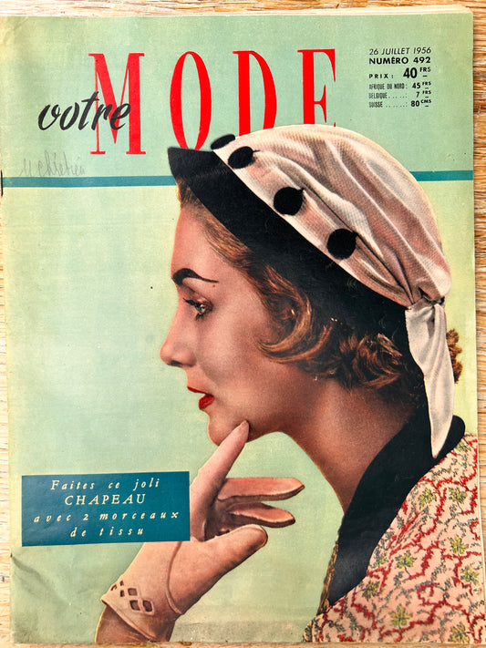 26th July 1956 French Magazine Votre Mode incl. Needlework Pattern