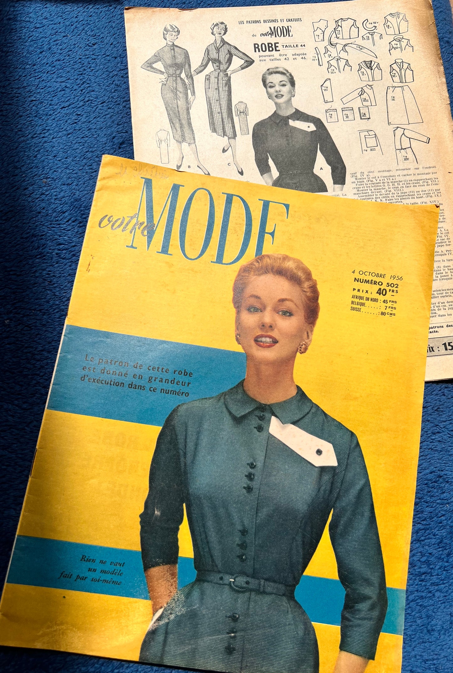 4th October 1956 French Magazine Votre Mode incl. Dress Pattern and Wedding Dresses