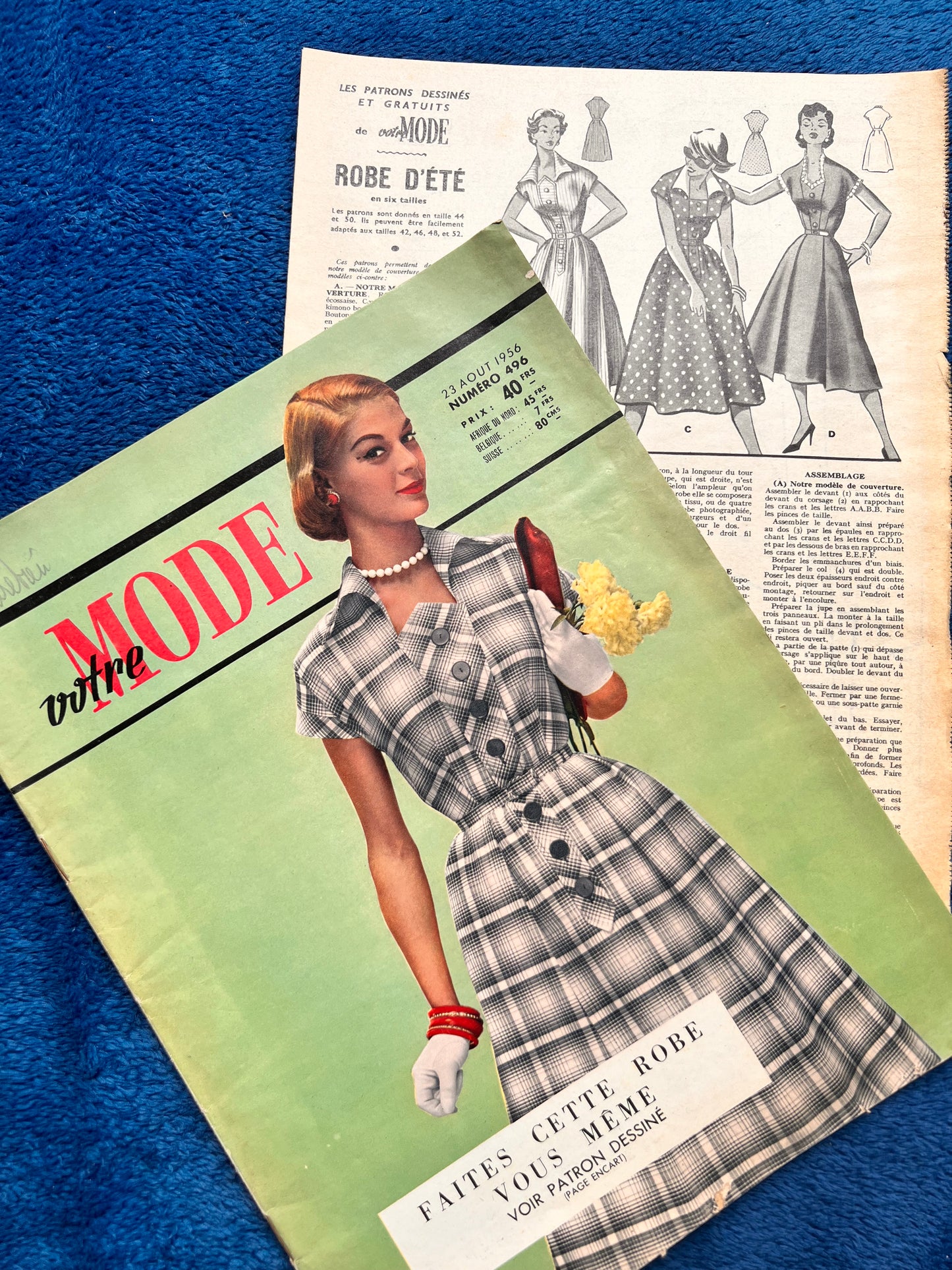 23rd August 1956 French Magazine Votre Mode incl. Dress Patterns