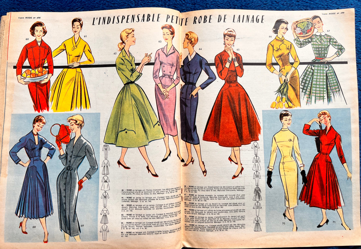 23rd August 1956 French Magazine Votre Mode incl. Dress Patterns