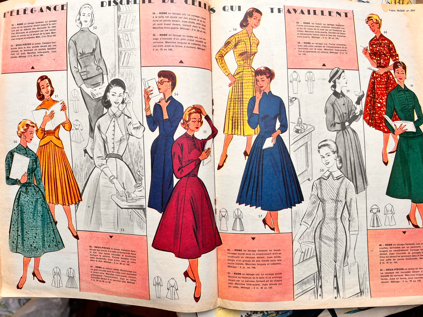 4th October 1956 French Magazine Votre Mode incl. Dress Pattern and Wedding Dresses