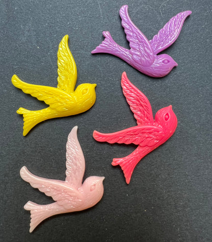 4 or 5 Flat Back 2.5cm Swallow Cabochons