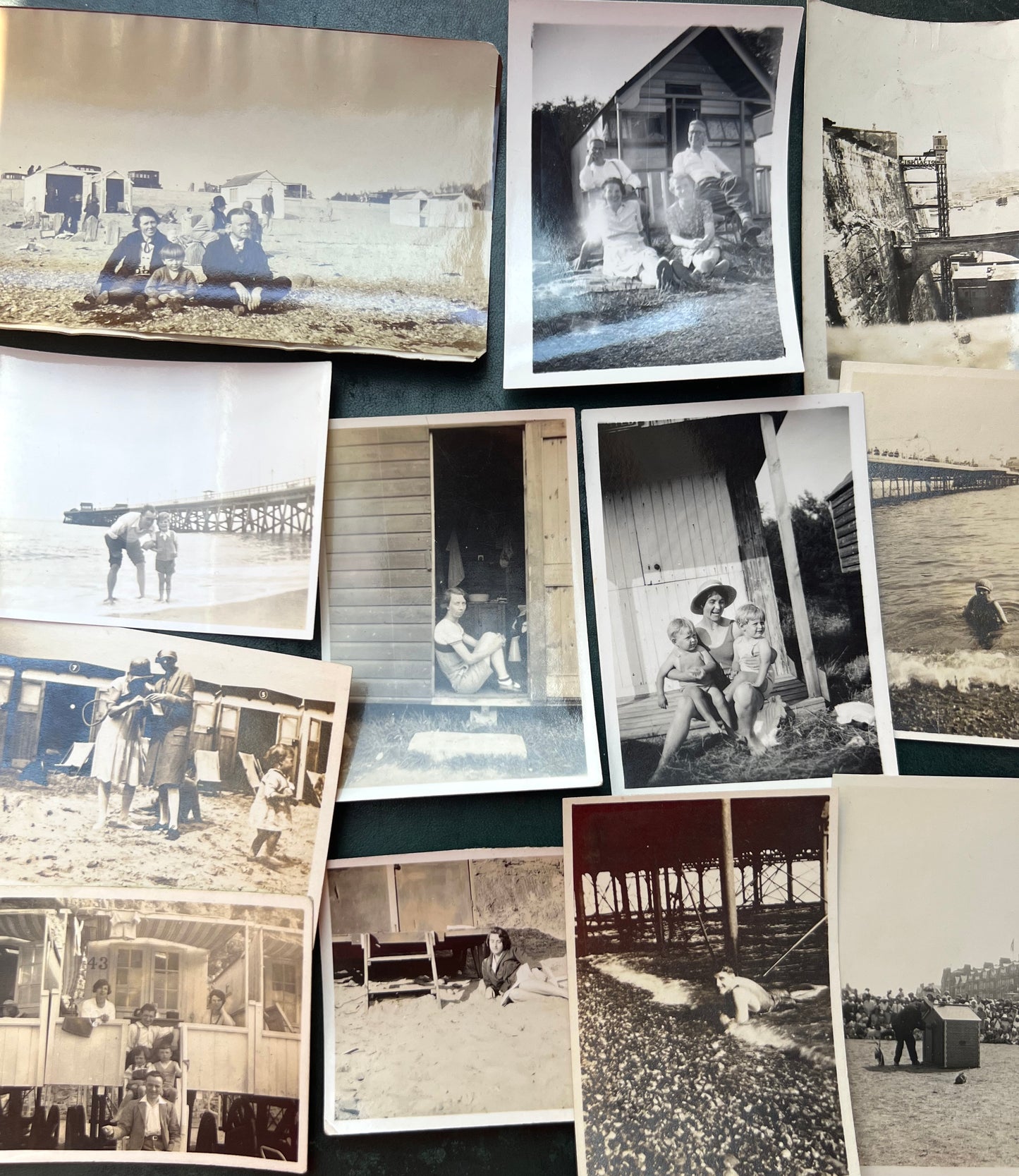 12 x Old Photos 1920s - 40s of Beach Huts, Piers etc (F5)