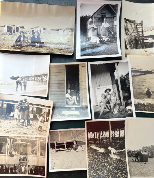 12 x Old Photos 1920s - 40s of Beach Huts, Piers etc (F5)