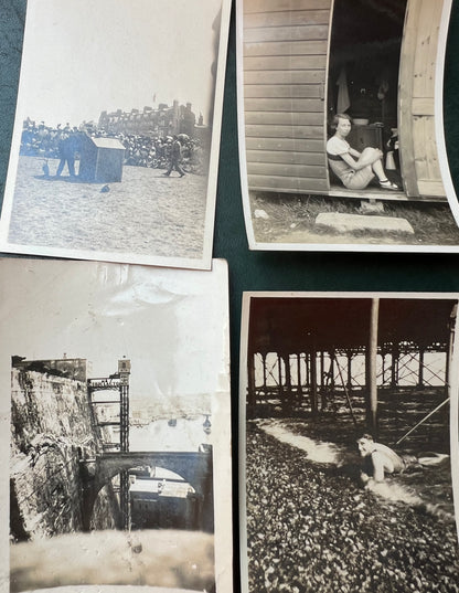 12 x Old Photos 1920s - 40s of Beach Huts, Piers etc (F5)