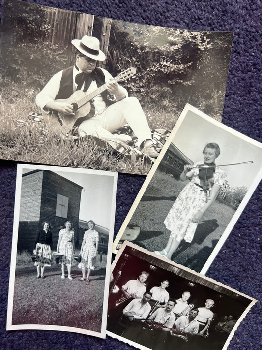 4 Old Photos of People Playing Musical Instruments (F11)