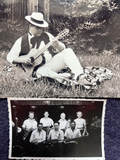 4 Old Photos of People Playing Musical Instruments (F11)