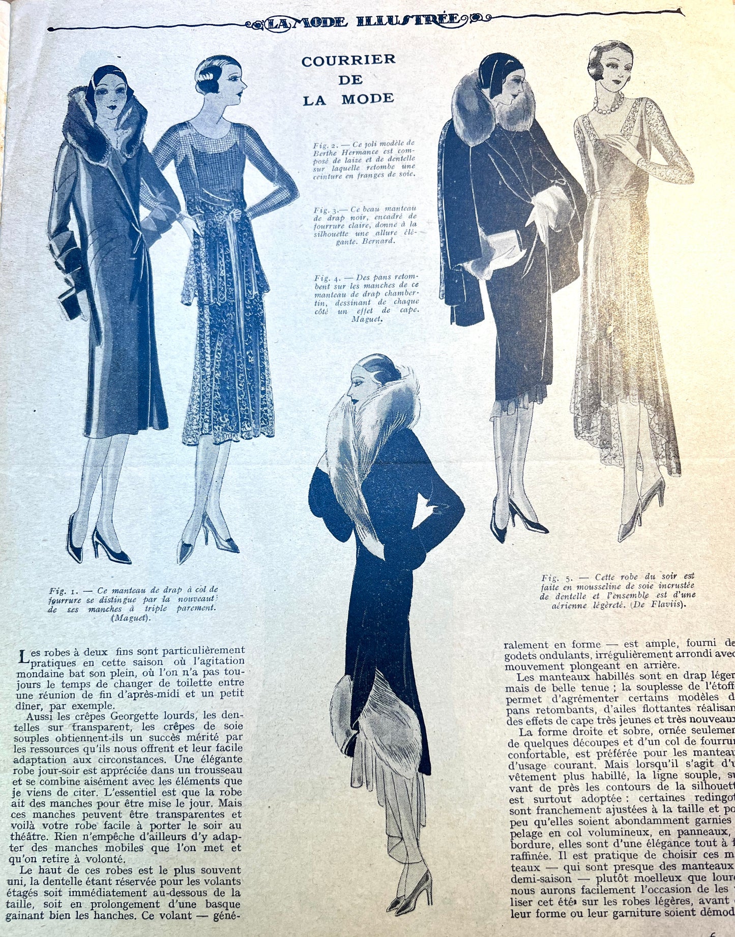 Outdoor Activities on Cover of 9th Feb 1930 French Women's Paper La Mode Illustree