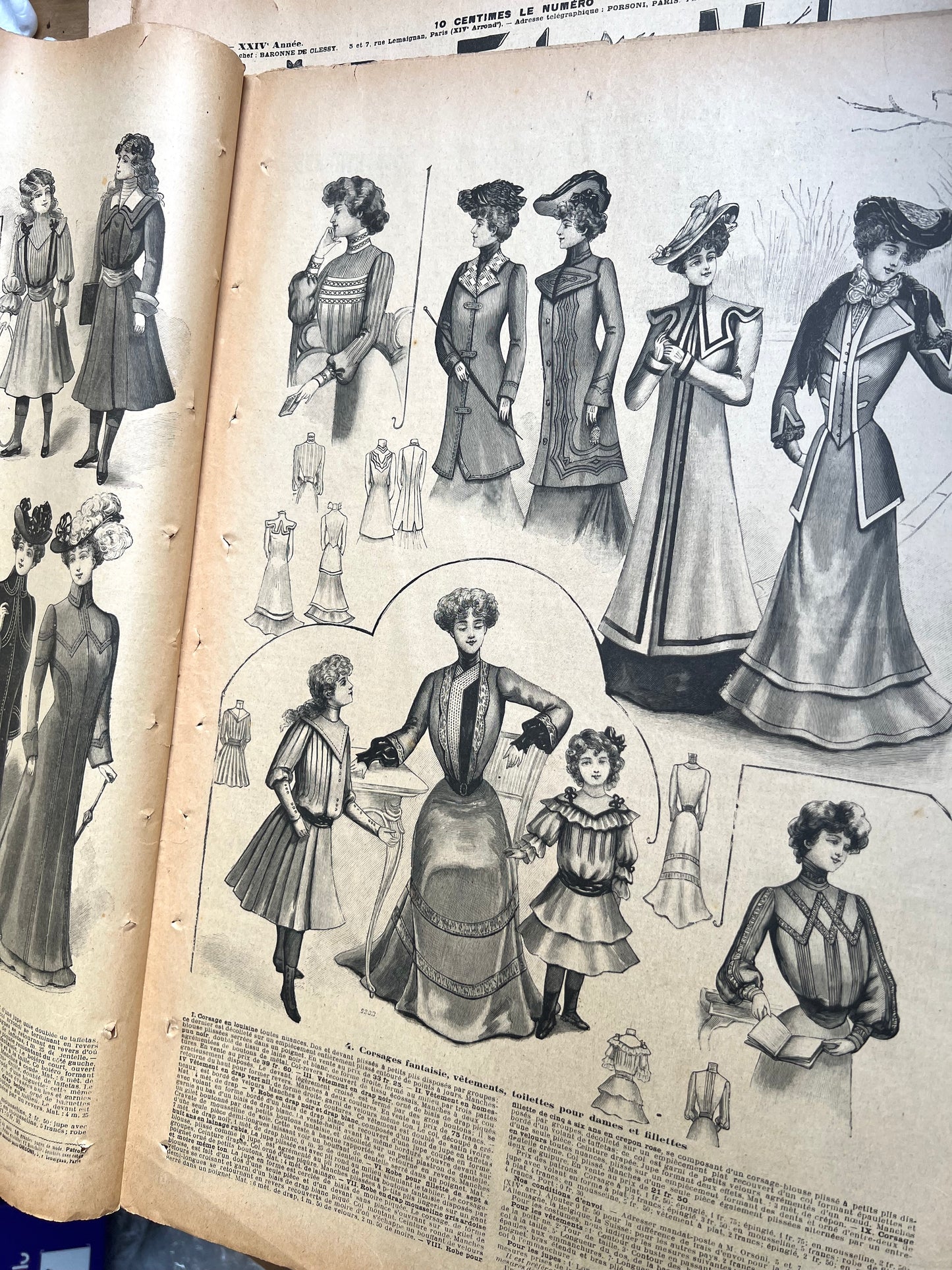 Fashions for Mothers  + Daughters in the February 2nd 1902  French Le Petit Echo de la Mode