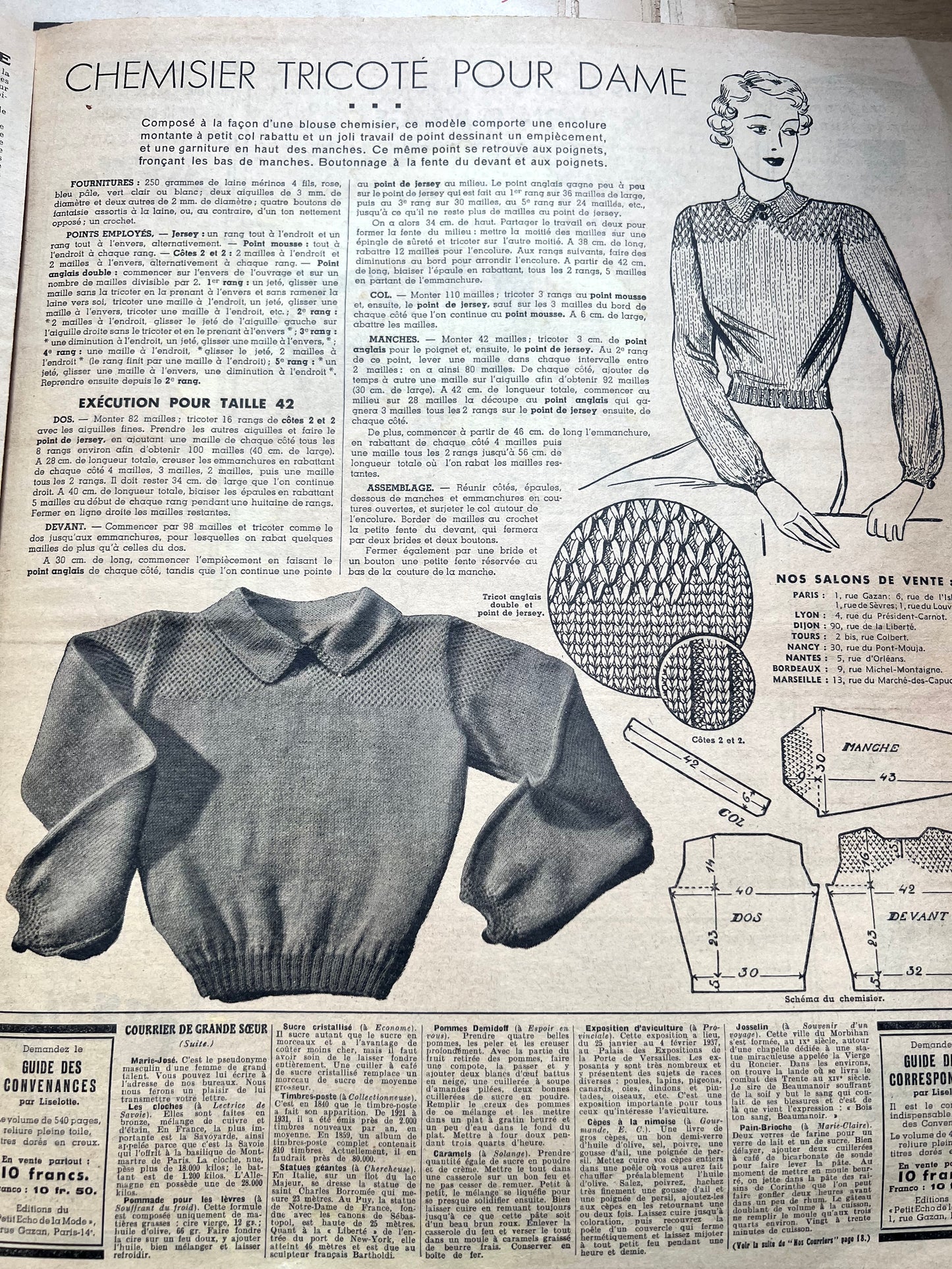 "Before Spring" Fashions in 7th february 1937 French Le Petit Echo de la Mode