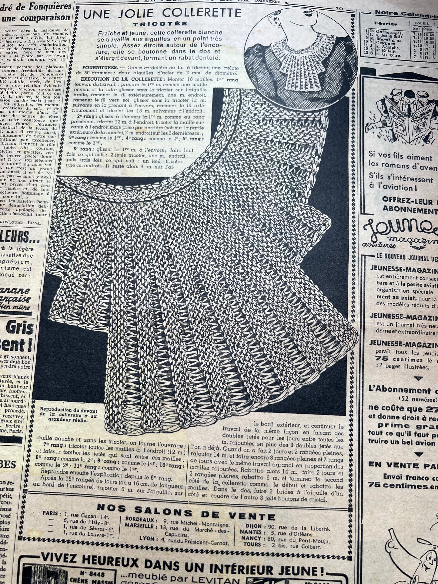 "Before Spring" Fashions in 7th february 1937 French Le Petit Echo de la Mode