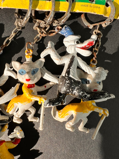 9 Vintage Cartoon Character Keyrings