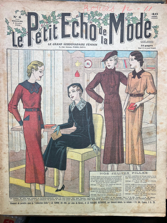Wedding + Winter Sun Outfits in 9th February 1936 French Fashion Paper Le Petit Echo de la Mode