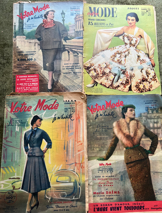 4 French Women's Magazines from 1952,3,4 + 7